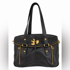 Marc by Marc Jacobs Y2K Black Leather Satchel Shoulder Bag Gold Hardware